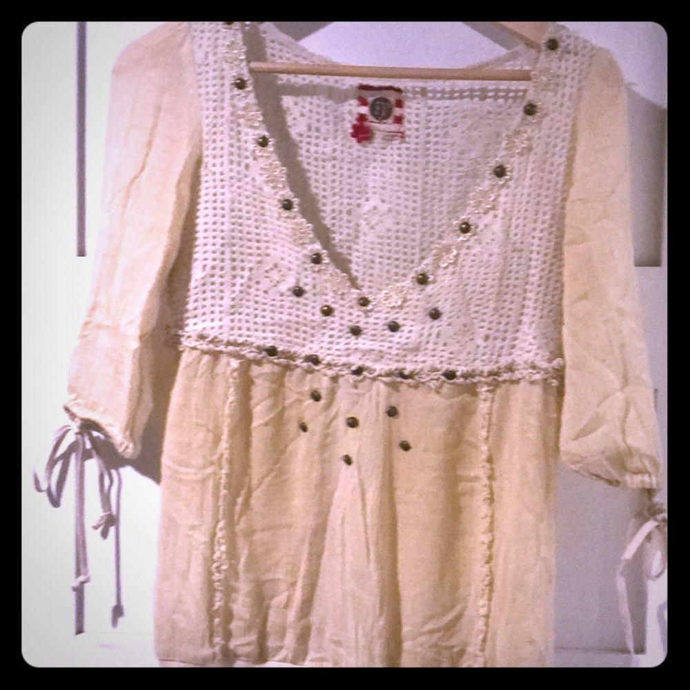 Free People cream Top with ties